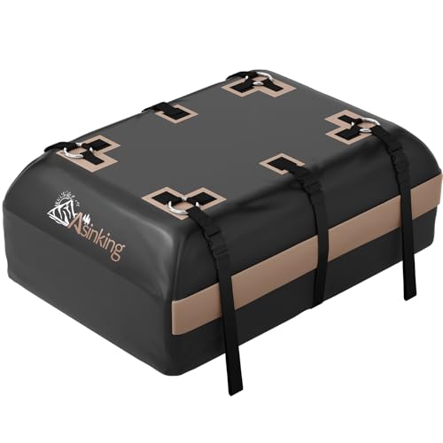 Asinking Car Rooftop Cargo Carrier Bag, 15 Cubic Feet Waterproof Roof Cargo Bag for Sedan SUV Minivan, Fit Vehicles with/Without Roof Rack, Sidebars & Crossbars - Max Size 44" L x34 W x17 H