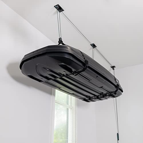 Teal Triangle Cargo Box Hoist, Garage Pulley Lift System, Holds 150 lb