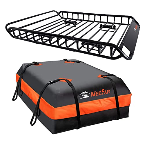 Roof Rack Rooftop Cargo Carrier Basket 51"*36"*5"+Waterproof Bag 15 Cu.Ft.